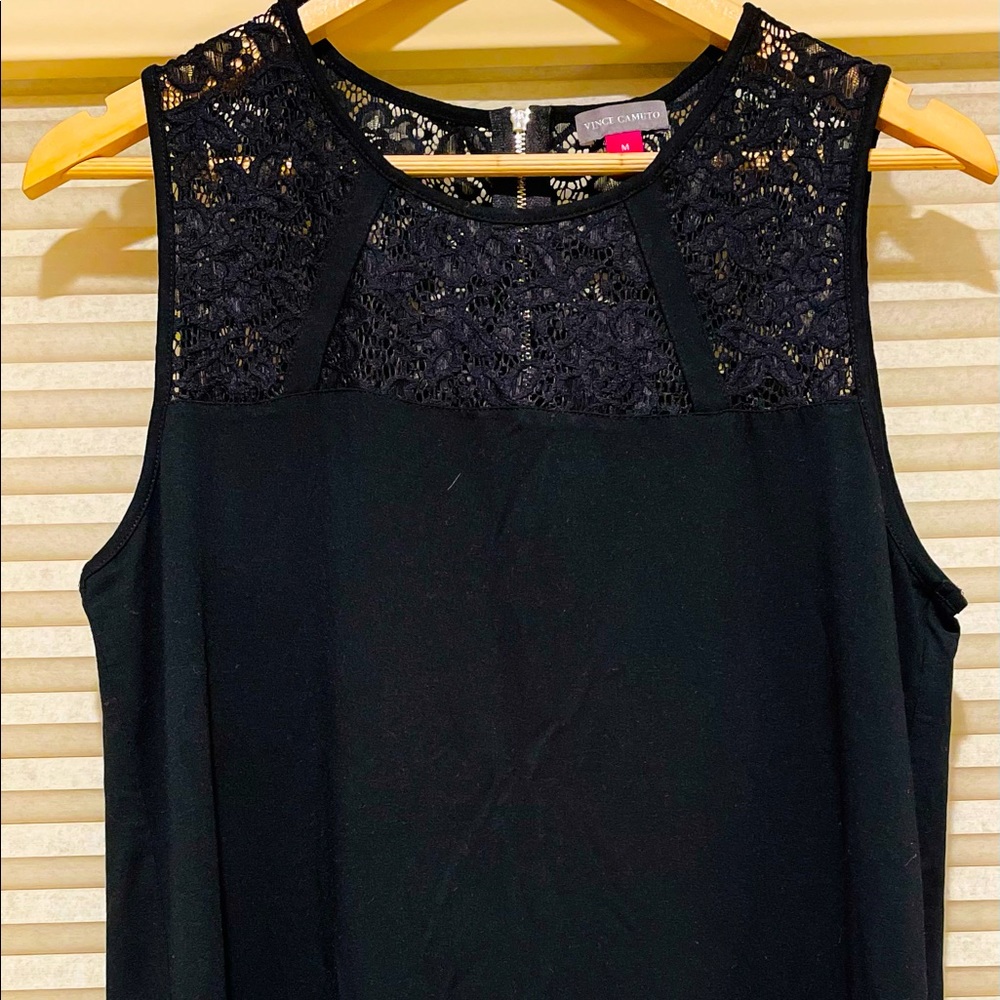 Vince Camuto black tank with lace top